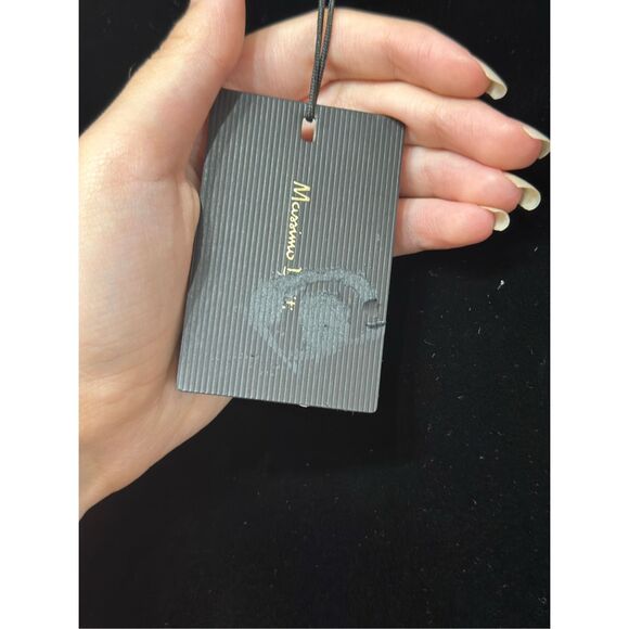 NWT MASSIMO DUTTI Short Velvet Asymmetric Sleeves Black Dress Women's Medium - Picture 6 of 12